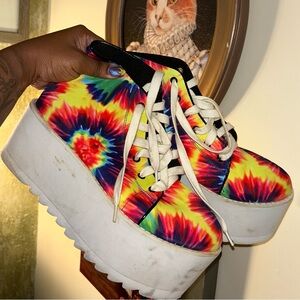 Colorful Tie-Dye Platform Sneakers